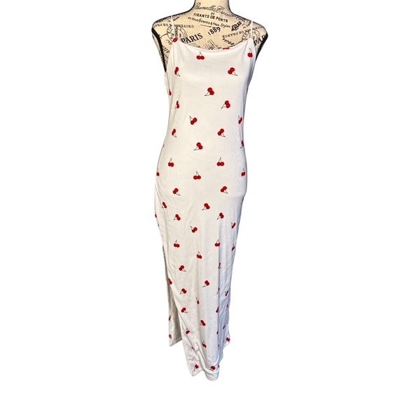 Justify Dresses & Skirts - J‎ For Justify White Cherry Sleeveless Maxi Dress Size Large Novelty Coquette